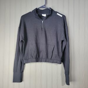 Gymshark Quarter 1/4 Zip Cropped Sweatshirt Pullover Long Sleeve Shirt Black MD
